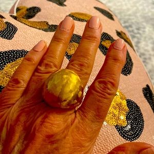 Brushed gold tone large ring